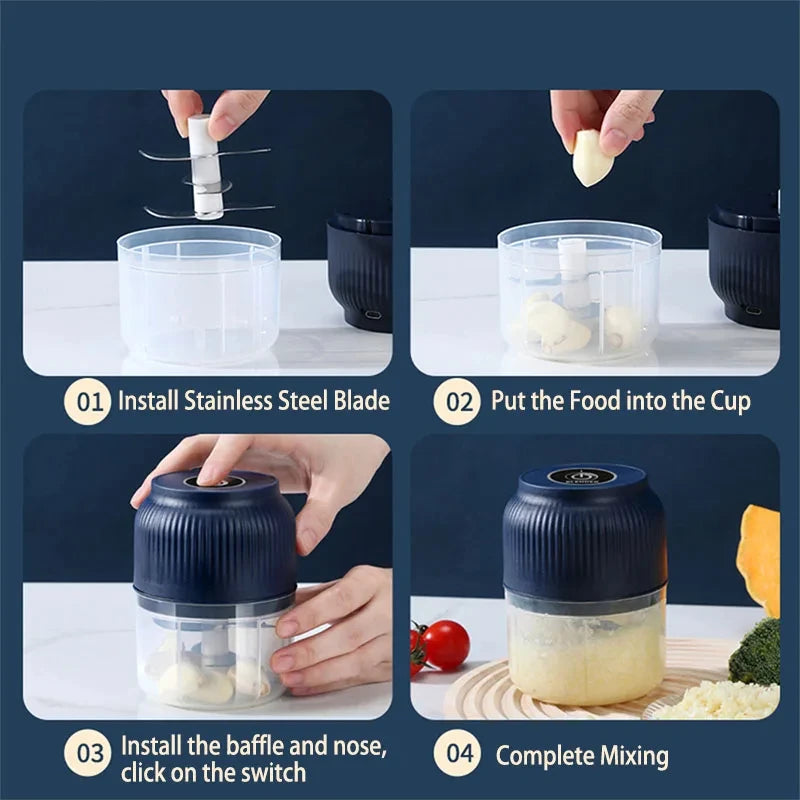 Mini Electric Garlic Masher Crusher Wireless USB Rechargeable Vegetable Chopper Garlic Crusher Food Chopper Kitchen Gadgets New