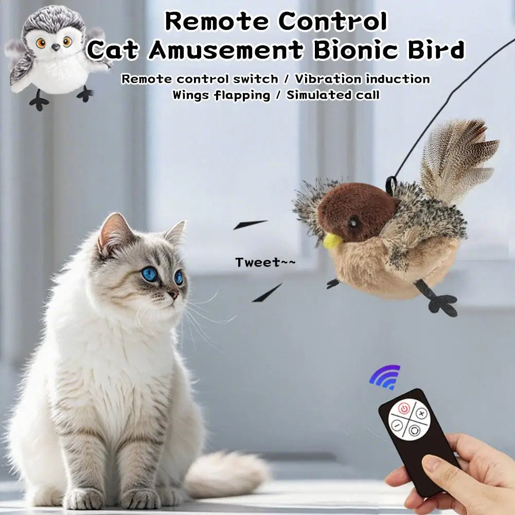 Flappy Bird Interactive Cat Toy Remote Control USB Rechargeable Pet Cat Plush Toy Flapping Bird Toy Stimulate Hunting Instincts
