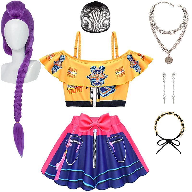 Summer 2026 Kpop Kids Swimsuit Festival Children Cosplay Demon Hunter Rumi Girls Outfits Holiday Beach Party Children's Swimwear