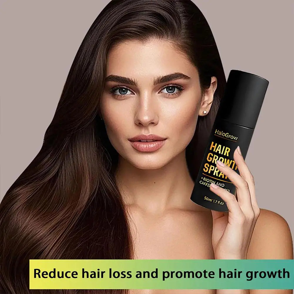 HaloGrow Hair Growth Spray Biotin Caffeine Castor Oil Infused Reduce Hair Loss Ginger Strengthen Root Advanced Hair Growth Spray
