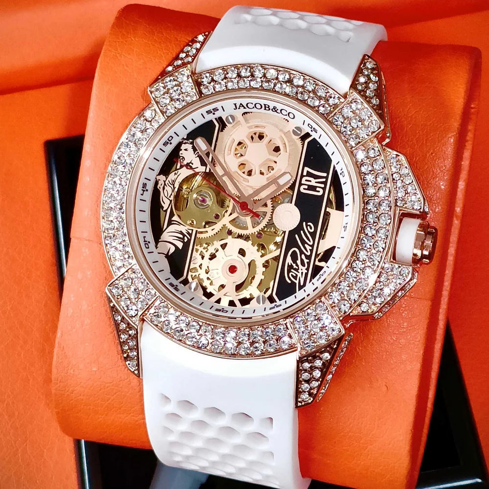TOP Very Hot Jacob & Co Original Brand Watches For Mens  Full Diamond Automatic Mechanical Wristatch High Quality AAA Clocks