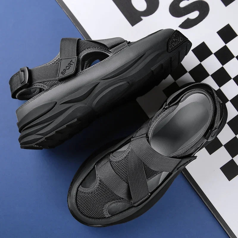 2025 NEW Height Platform Street Male Shoes Non-slip Thick Soled Sports Slides Light Outdoor Hiking Shoes Summer Men's Sandals
