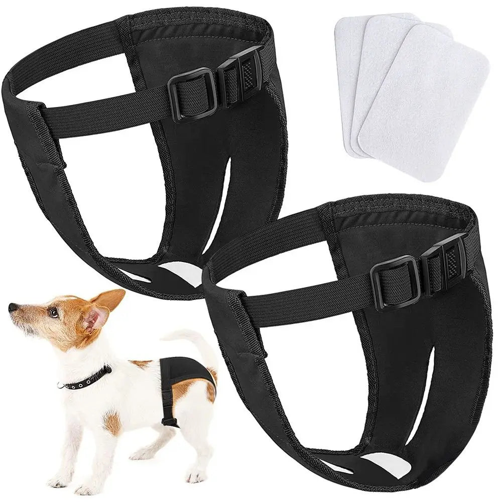 Female Pet Dog Sanitary Pants with 3 Diapers Dog Physiological Pants Menstrual Period Underwear Briefs Easy To Wear