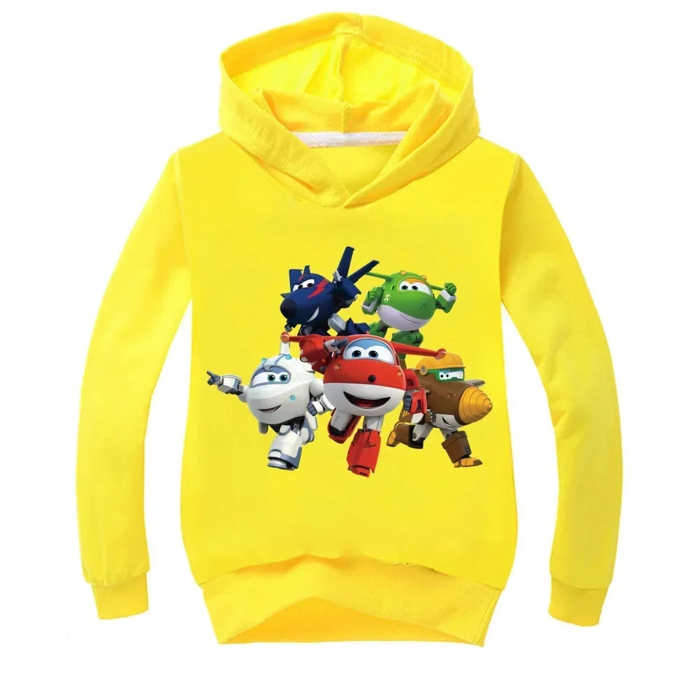 2-16Years Autumn Costumes Super Wings Hoodie Kids Clothes Boys Sweatshirts Cartoon Tops Toddler Girls Outfits Baby Boy Coats