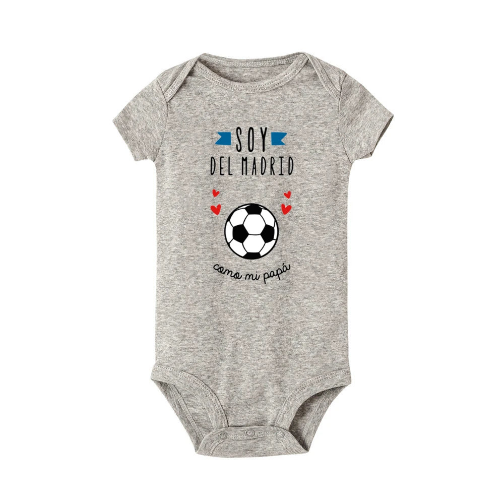 I'm From Madrid Like My Dad Spanish Print Baby Bodysuit Funny Newborn Jumpsuit Infant Short Sleeve Romper Toddler Clothes Outfit