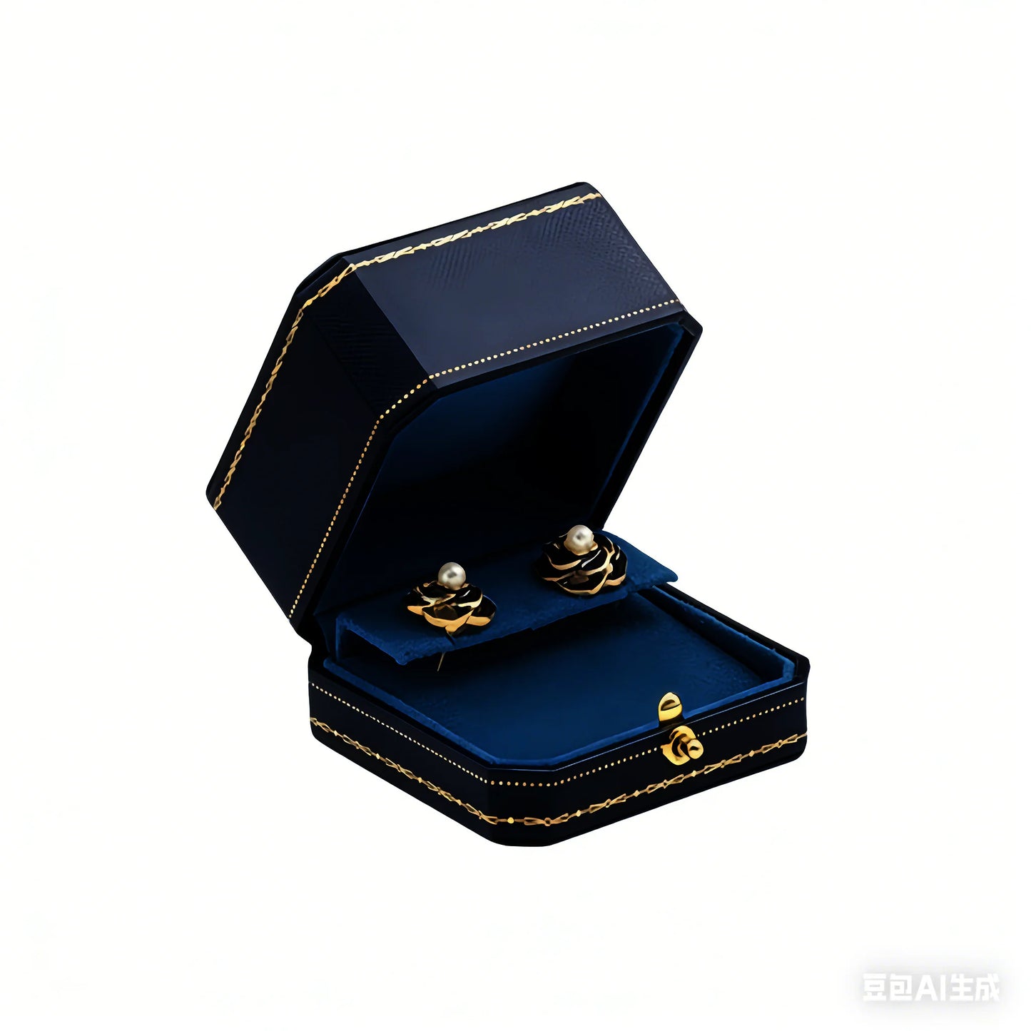 Customizable LOGO Vintage Octagonal Gold Text Storage Box Ring Earnail Bracelet  Jewelry Packaging Case Collection Storage Box