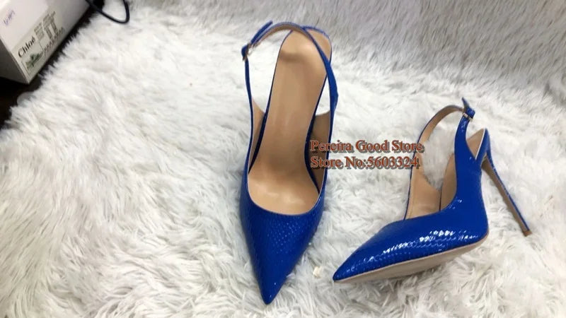 Yellow Snakeskin Slingback Pumps Pointy Toe Shallow Stiletto Heels Dress Shoes Cut-out Heels Women Shoes 12Cm 10Cm 8Cm