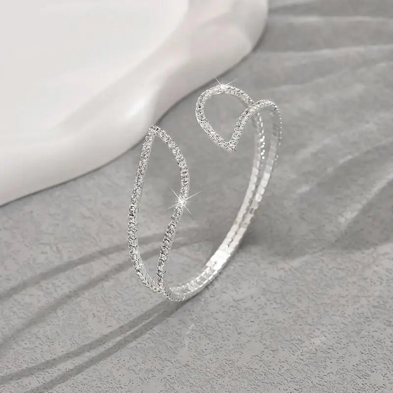 Hand Bracelet Jewelry - Fashionable Wristbands, Rhinestone Elastic Gemstone-set Bracelets, Open-ended Bracelets