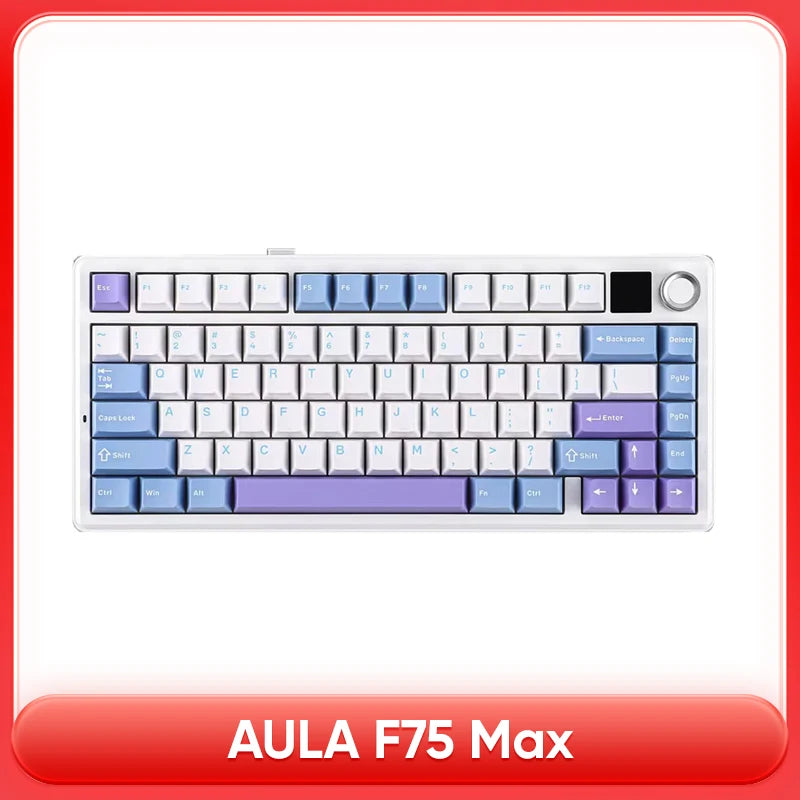 Aula F75 MAX Wireless Gaming Keyboard With Smart Digital Screen and Knob 75% Hot Swappable 3Mode RGB Backlit Mechanical Keyboard