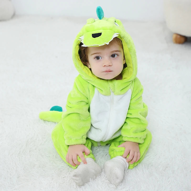 Halloween Baby Rompers Kigurumis Lovely Dinosaur Cartoon Pajamas Clothes Infant Boys Girls Baby Onesie Romper Newborn Hooded