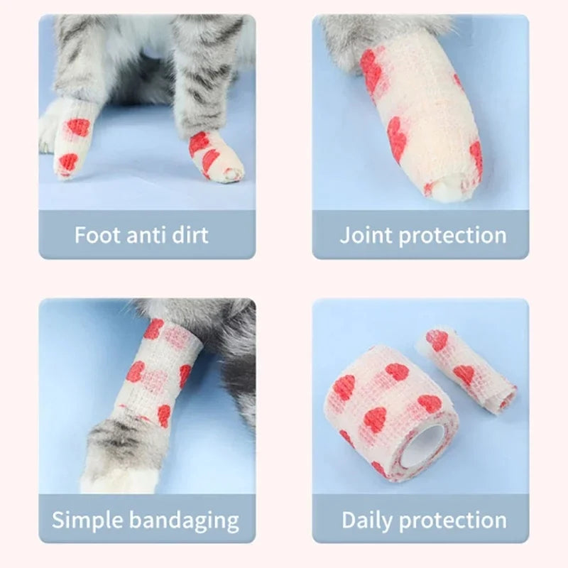 White/Pink Heart And Pink Leopard Tape Tattoo Handle Bandage Anti-slip Athletic Nonwoven Self-adhesive Elastic Bandage Grip