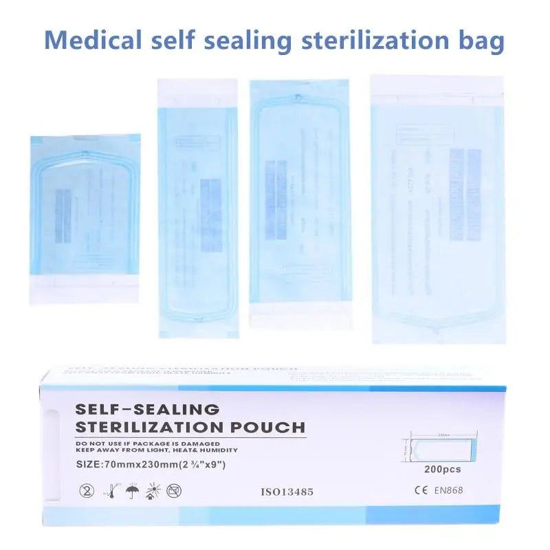 Self Seal Sterilizer Pouches 200PCS Autoclavable for Professional Dental and Tattoo Use