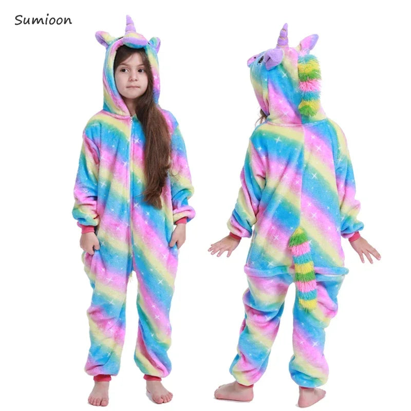 Kigurumi Onesie Kids Unicorn Pajamas For Children Animal Cartoon Blanket Sleepers Baby Costume Winter Boy Girl Licorne Jumspuit