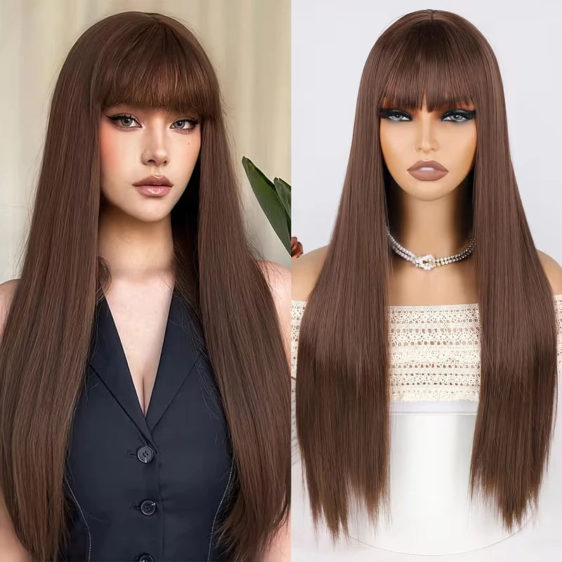 Long Straight Hair Orange Synthetic Wig for Halloween Party Cosplay Role-Playing Wig for Daily Party Hot Summer Hairpiece