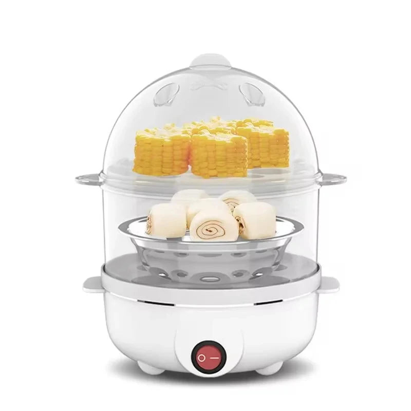 Double Layers Electric Egg Boiler Multifunctional Breakfast Cooking Machine Mini Egg Steamer Poacher Kitchen Accessory