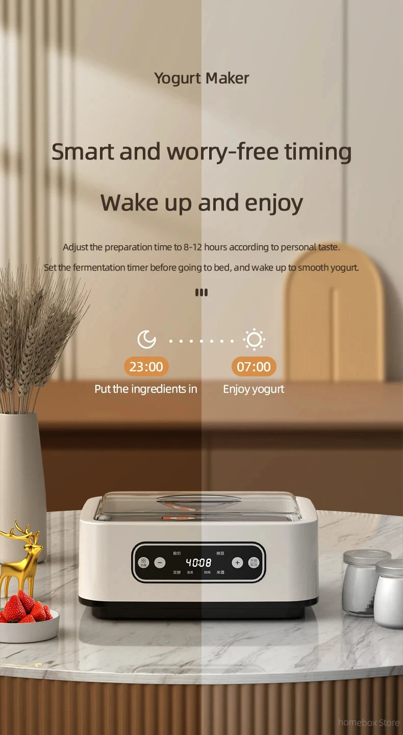 1.6L Yogurt Maker Multi-functional Ice Cream Automatic Professional Adjustable Temperature Time Yogurt Maker Pudding Maker 220V
