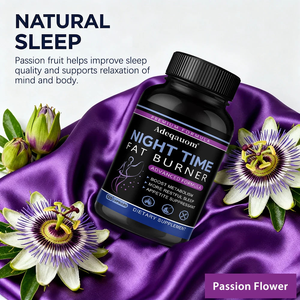 Nighttime Fat Burner Support Capsules, Supports Gentle Metabolism, Digestive Wellness & Restful Sleep, Natural Supplement