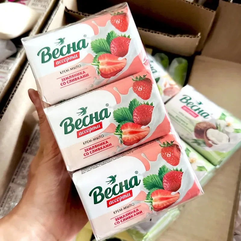 Russian Strawberry Coconut Soap Olive Almond Milk Soap Clean Fragrance Bath Face Wash Hand Soap