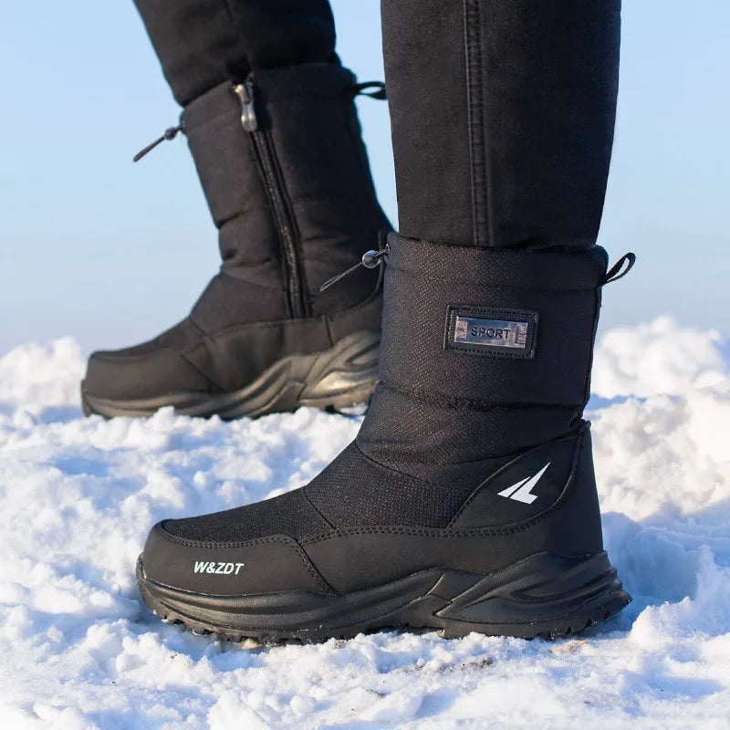 Winter Men's Boots Fashion High-top Casual Cotton Boot Thick Fur Plush Warm Snow Boots Non Slip Platform Boots for Men Botas2025