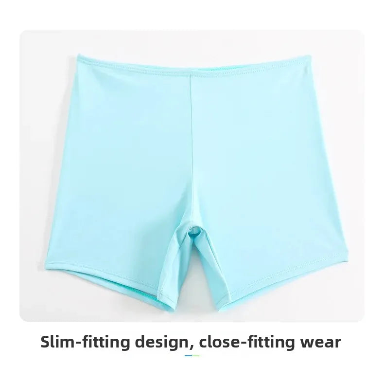 New Large Size Quick Dry Women's Shorts Strap Conservative Separate Bikini Swimsuit Flat Angle Vest Two Piece Swimwear Set
