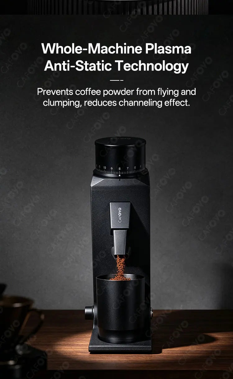 CAFOVO G255CV Single-Dose Coffee Grinder 55mm Conical 7-Core Burr Speed Range 100–400 RPM for Espresso and Pour-over Coffee Mill