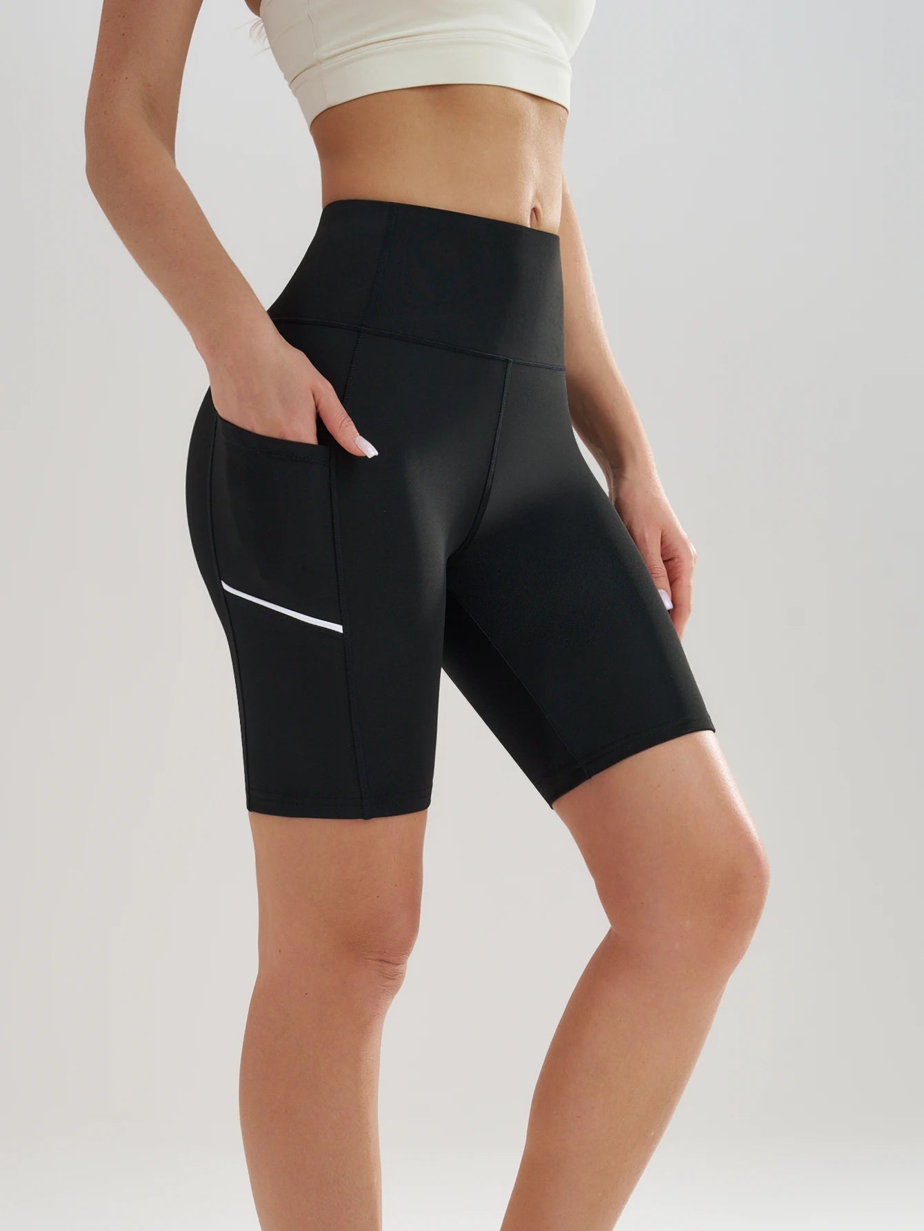 Women's High Waisted Biker Shorts with Phone Pocket Tummy Control High Waist Yoga Pants Tummy Control High Waist Yoga Pants