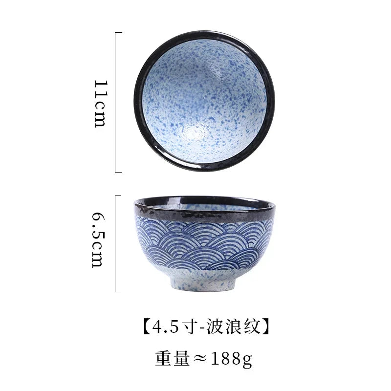 Japanese Ceramic Bowl Creative Sea Ripples Rice Bowls Restaurant Home Dessert Snacks Plate Home Kitchen Supplies Tableware