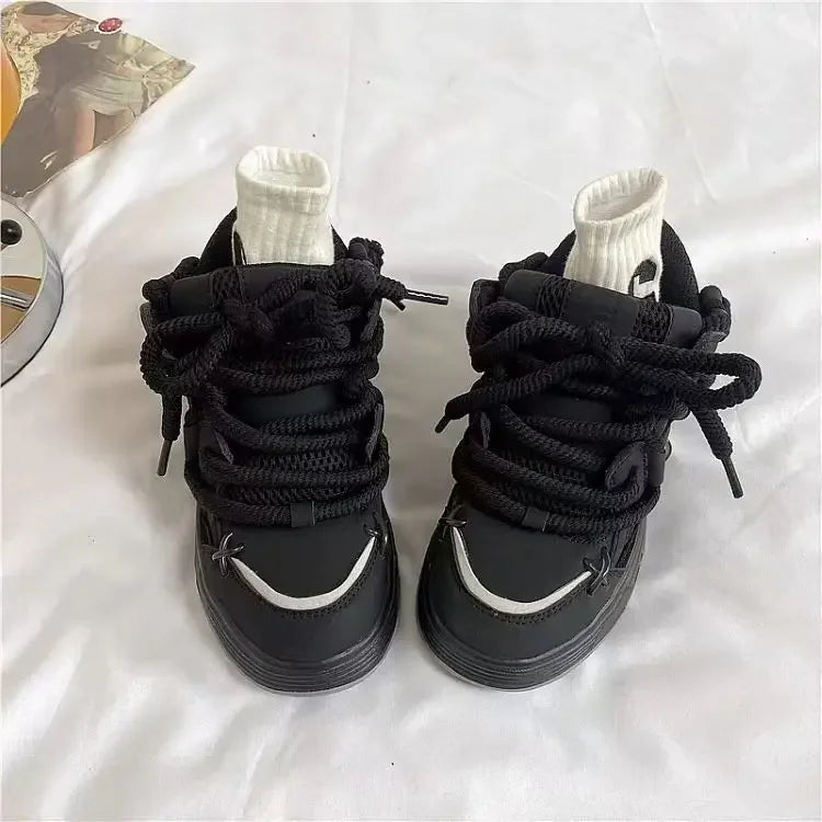 Retro Thick Bottom Athletic Shoes for Men Coupling Traction Trends High Rhythm Old Father Sport Shoes Dynamic Personality