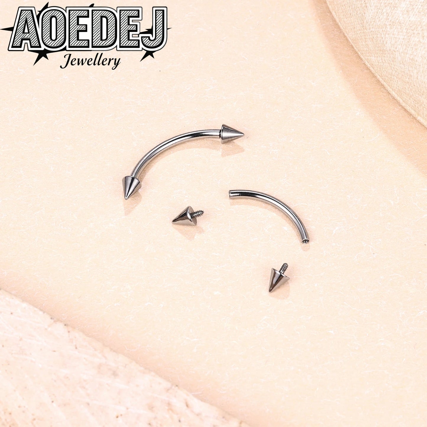 AOEDEJ 14/16/18G 1-10pcs/lot Stainless Steel Eyebrow Piercings Spike Eyebrow Rings Curved Barbell Bridge Piercing Jewelry 6-14MM