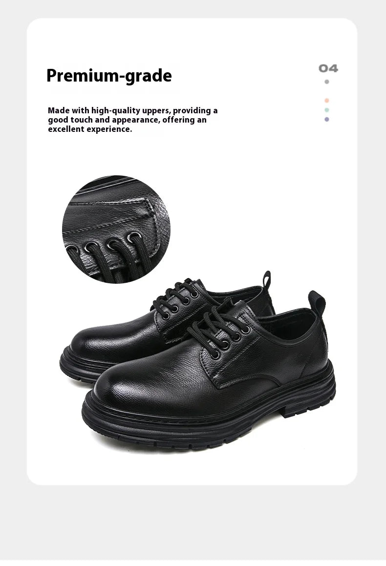 2025 New British-style Black Casual Leather Shoes for Men's Business Formal Wear Large-sized Work Shoes Trendy Size 48
