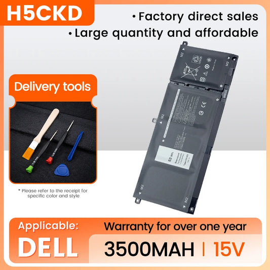 New H5CKD Laptop Battery For Dell Inspiron 5502 5505 5409 5400 2-IN-1 7506 3410 3510 9077G P129G P102F 5401 5509 5408 53WH