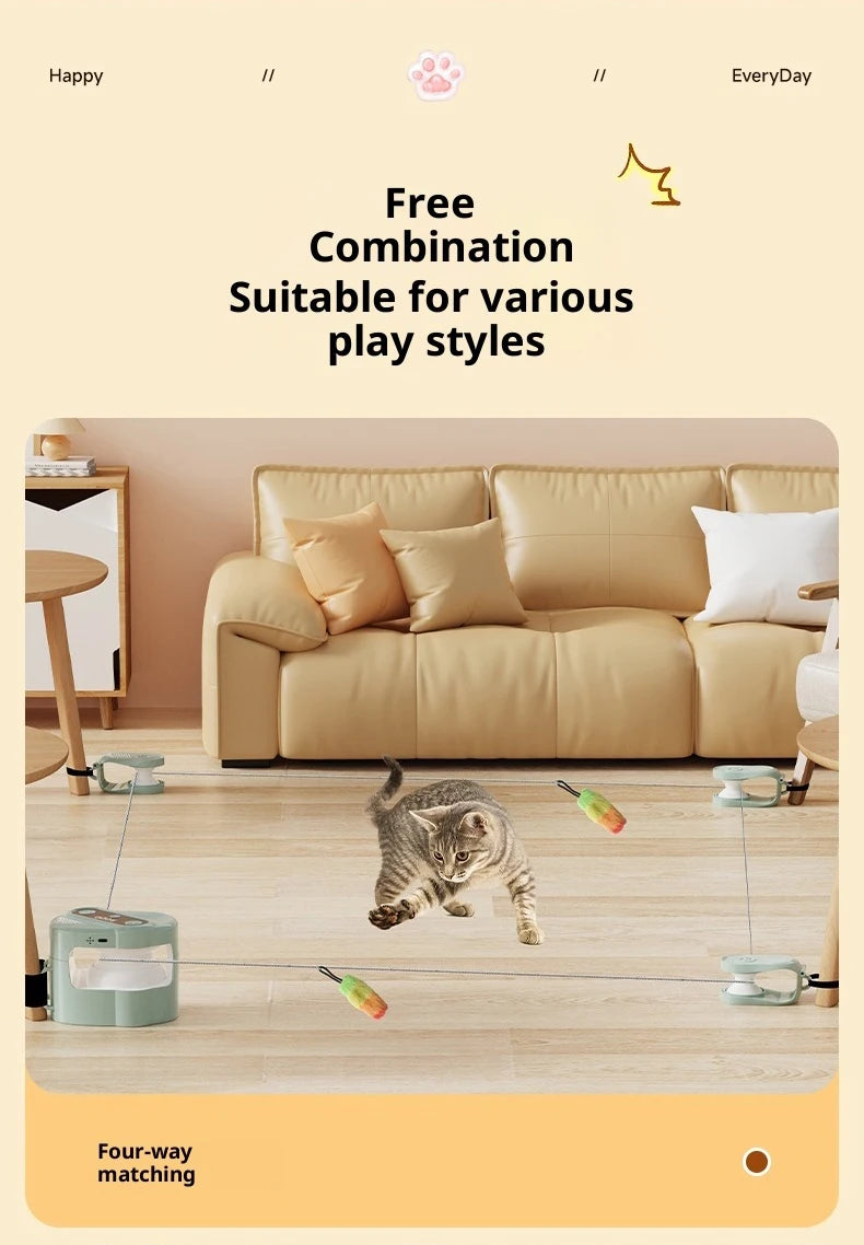 Interactive Cat Toy for Indoor Cats Wheel Exerciser Running Toy Cat Treadmill Remote Control Stimulation Hunting Bird Sound Toy