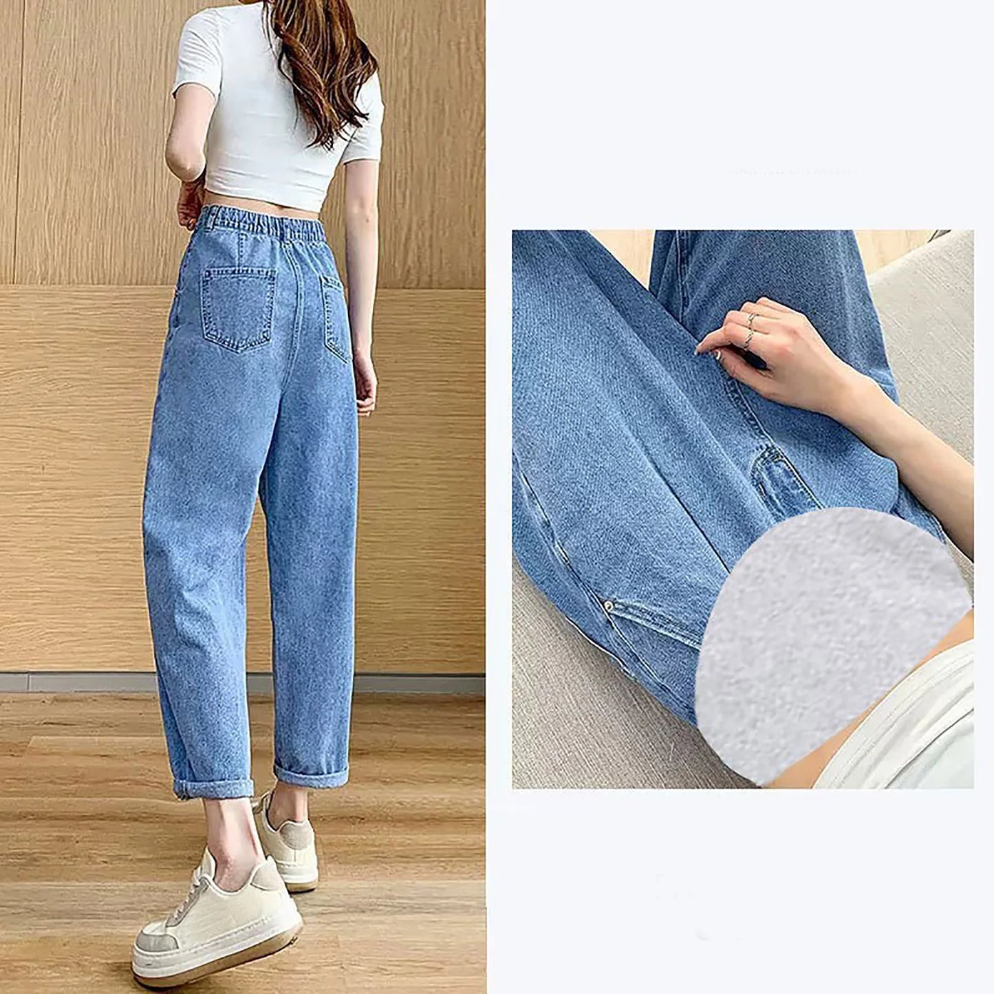 Pregnant Women Fashion Casual Wide-Leg Jeans Adjustable High Waist Belly Support Denim Pants Maternity Clothing for Daily Party