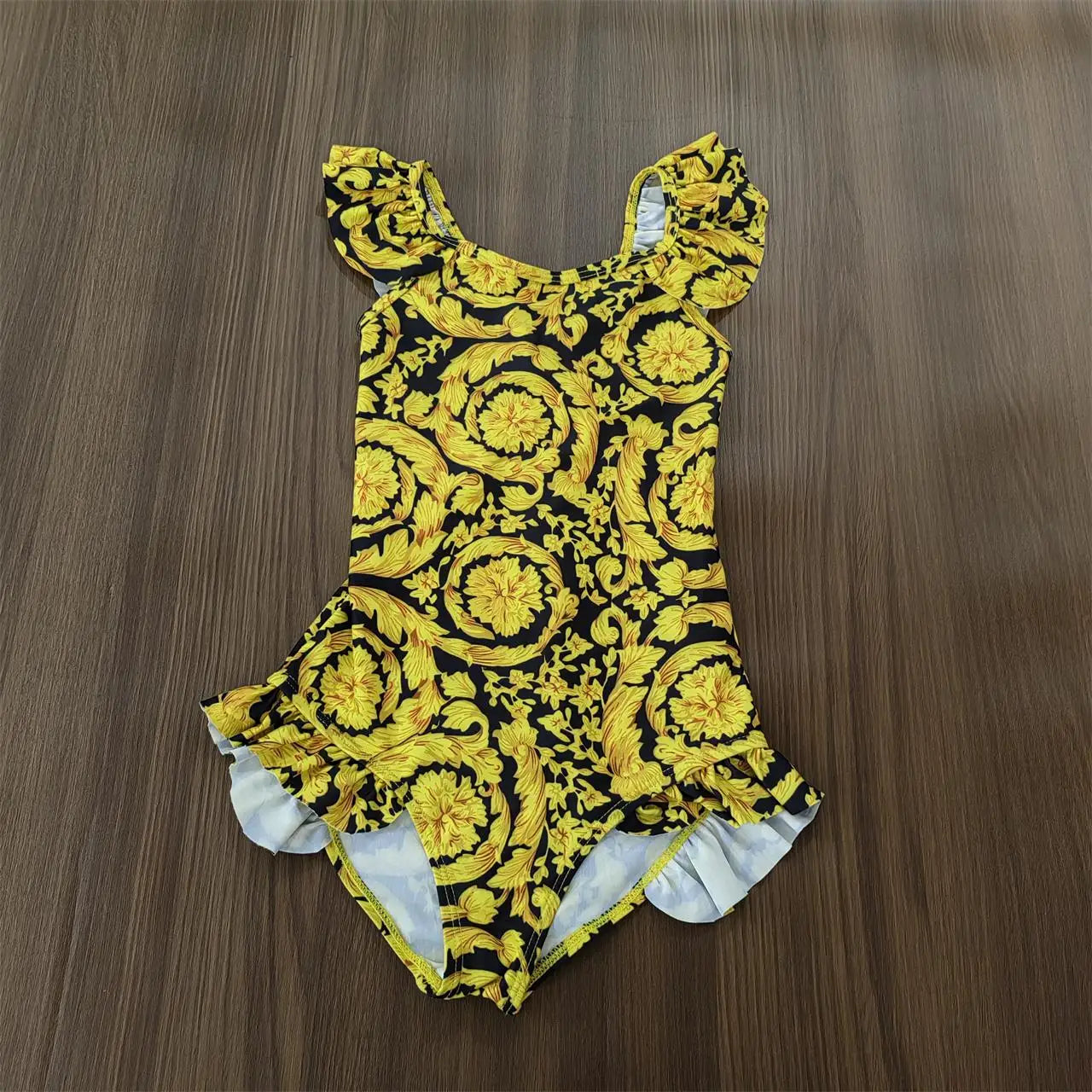 2025 Girl Swimsuit Summer golden flower bodysuit Special Offer Children's Swimsuit factory Wholesale