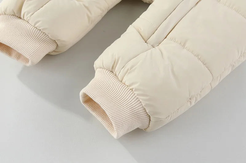 Newborn Baby Winter Snowsuit Furry Hooded Double Zipper Boys Girls Cotton Padded Jumpsuit 0-2Y Kids Warm Outwear Romper