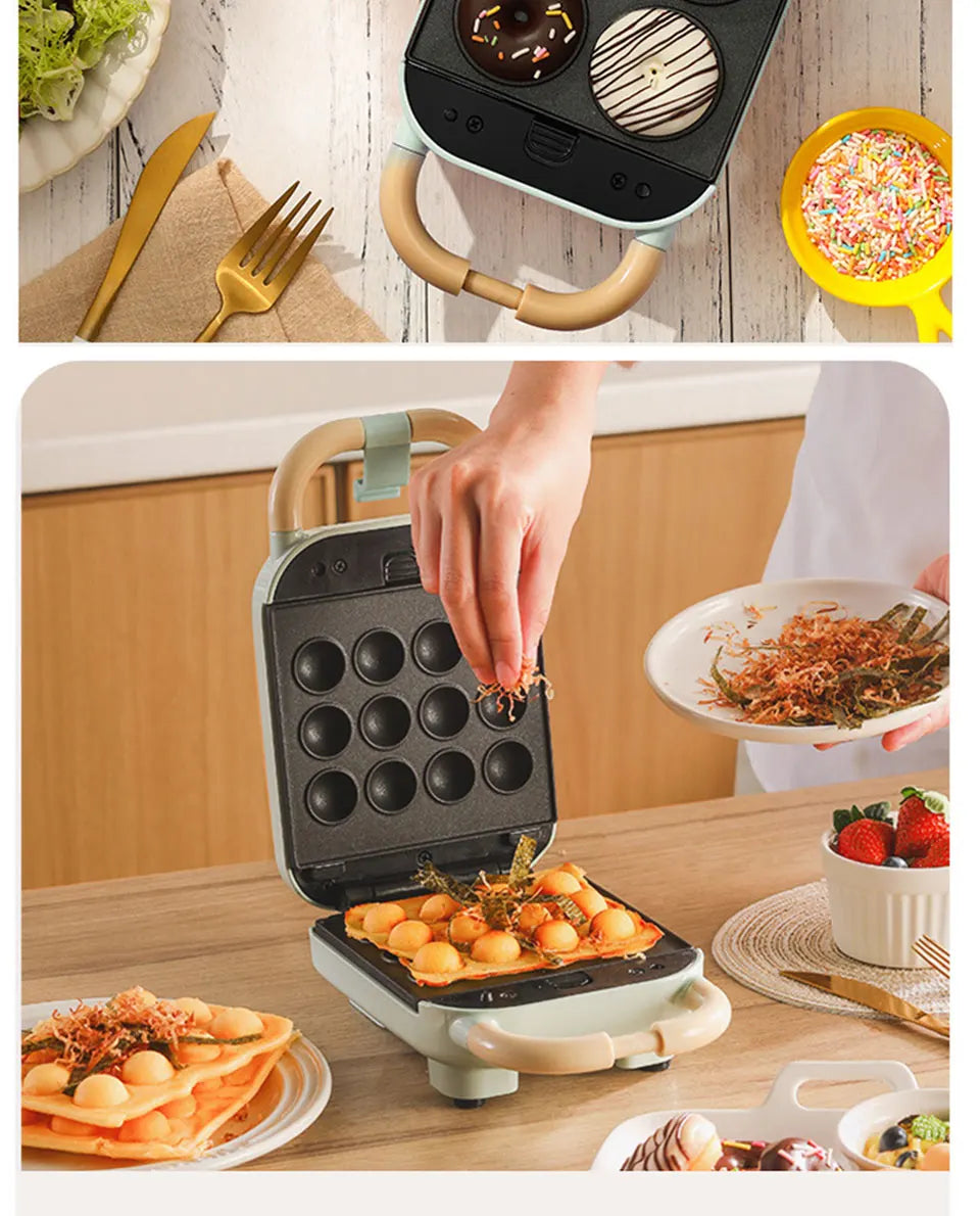Mini Sandwich Maker Breakfast Machine Multi Cooker Electric Toaster Oven Hot Plate Bread Pancake Waffle Donut Maker for Kitchen