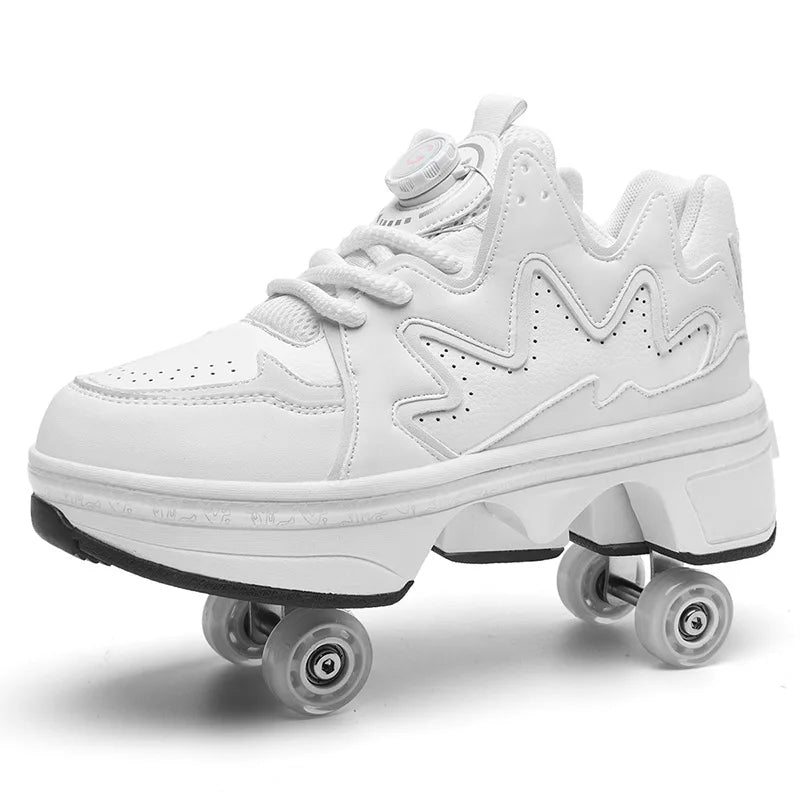 Stylish skating: 2-in-1 white convertible roller skates, leading the way in roller skating and making the best gift for friends.