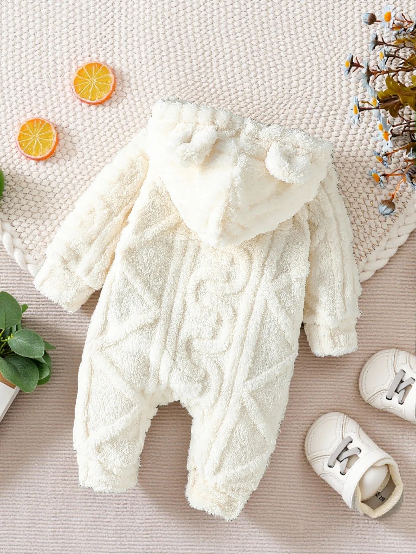 2025 New Newborn Baby Romper Boys Girls Cute Ears Solid Hooded Long Sleeve Baby Bodysuit Clothes Infant Autumn&Winter Costumes