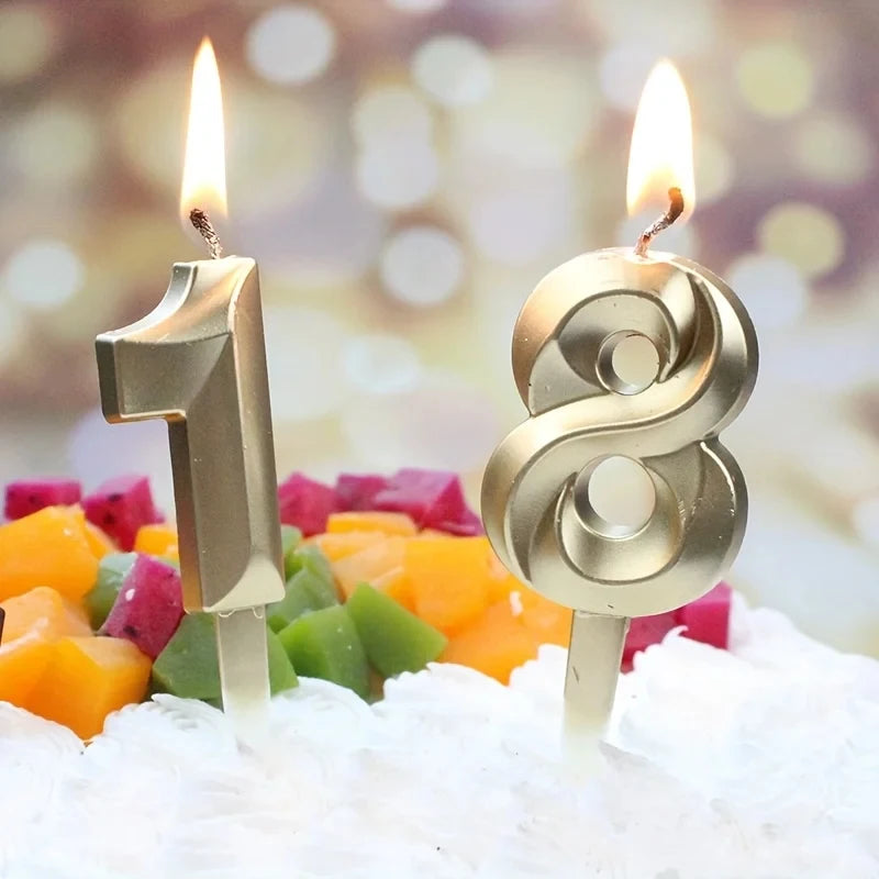 3D Gold Diamond Number Candles – Large Birthday Cake Topper for Wedding Anniversary & Party Home Celebration