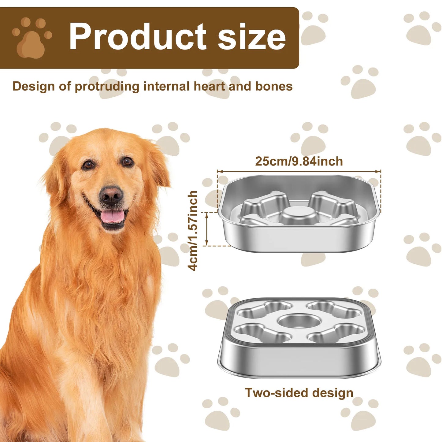 Stainless Steel Slow Feeder Dog Bowls Pet Anti Choking Spine Protection Double Sided Use anti Overturning Cat Bowl