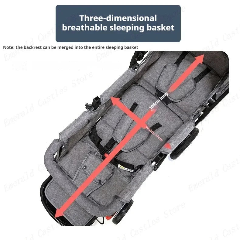 Poussette Double Front and Rear Seats Foldable Baby Stroller for Two Children Lightweight Portable Twin Stroller EU STOCK
