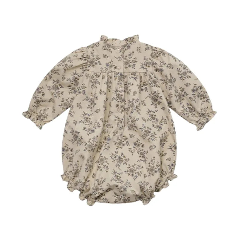 2025 Autumn Winter Baby Clothing Jumpsuit New Long Sleeved Girls Jumpsuit Fresh Floral Casual Cotton Baby Triangle Crawling Suit