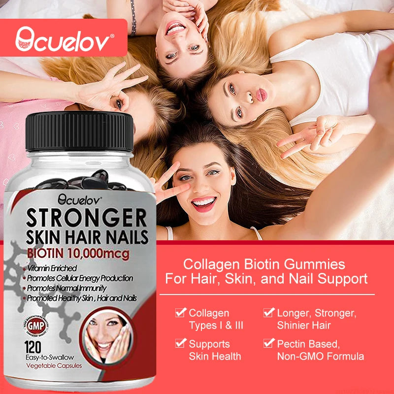 Biotin 10000 mcg - Hair Skin Nails Vitamins for Women & Men, Supports Hair Growth, Glowing Skin & Strong Nails, Metabolism
