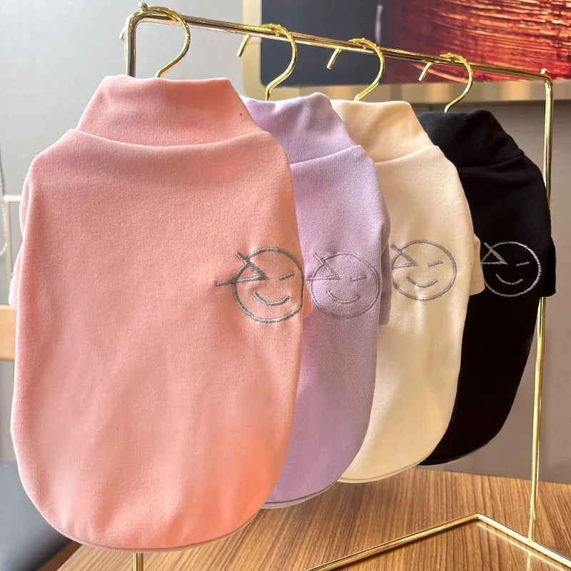 Solid Pet Fleece Dog Hoodies High Collar Dog Clothes Autumn Winter Puppy Warm Clothes Plush Dog Undershirt Chihuahua Cat Shirts