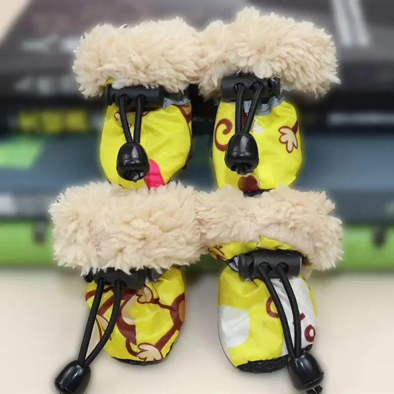 4PCS Dog Shoes Winter Super Warm Cotton Shoes Anti Slip Dog Boots Dogs Paw Protectors Puppy Shoes Pet Product Dog Accessories #