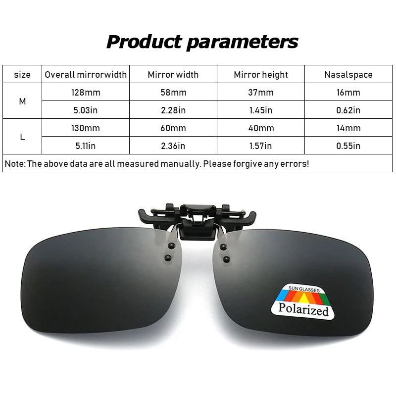 Polarized Clip Sunglasses 2Pcs Set Myopia Glasses Clip Driver Fishing Night Vision Myopia Clipon Sun Shading Eyeglasses