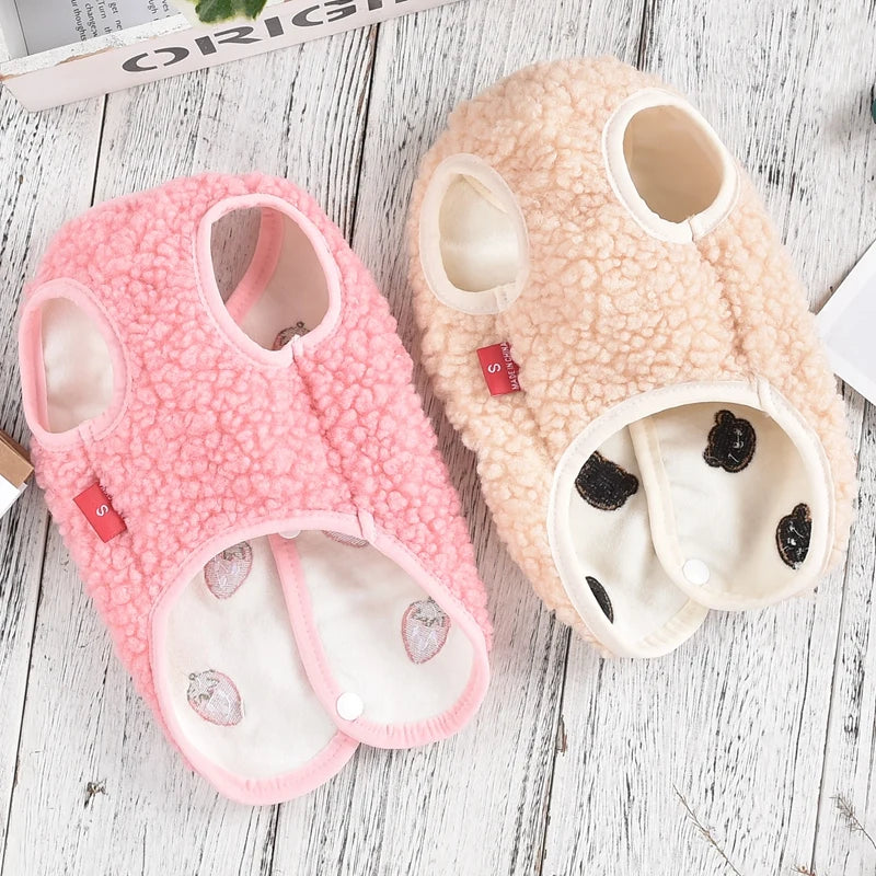 Embroidered Bear Puppy Autumn Clothes Pink Khaki Cute Pet Vest Apparel Chihuahua Small Medium Breeds Puppy 2024 Bulldog Outfit