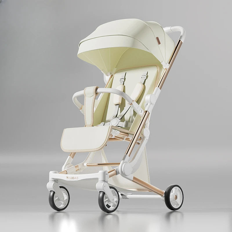 Foldable Four Wheels Cart Comfortable  Portable Lightweight Baby Stroller Can Sit or Lie Down Aluminum alloy Children's Cart