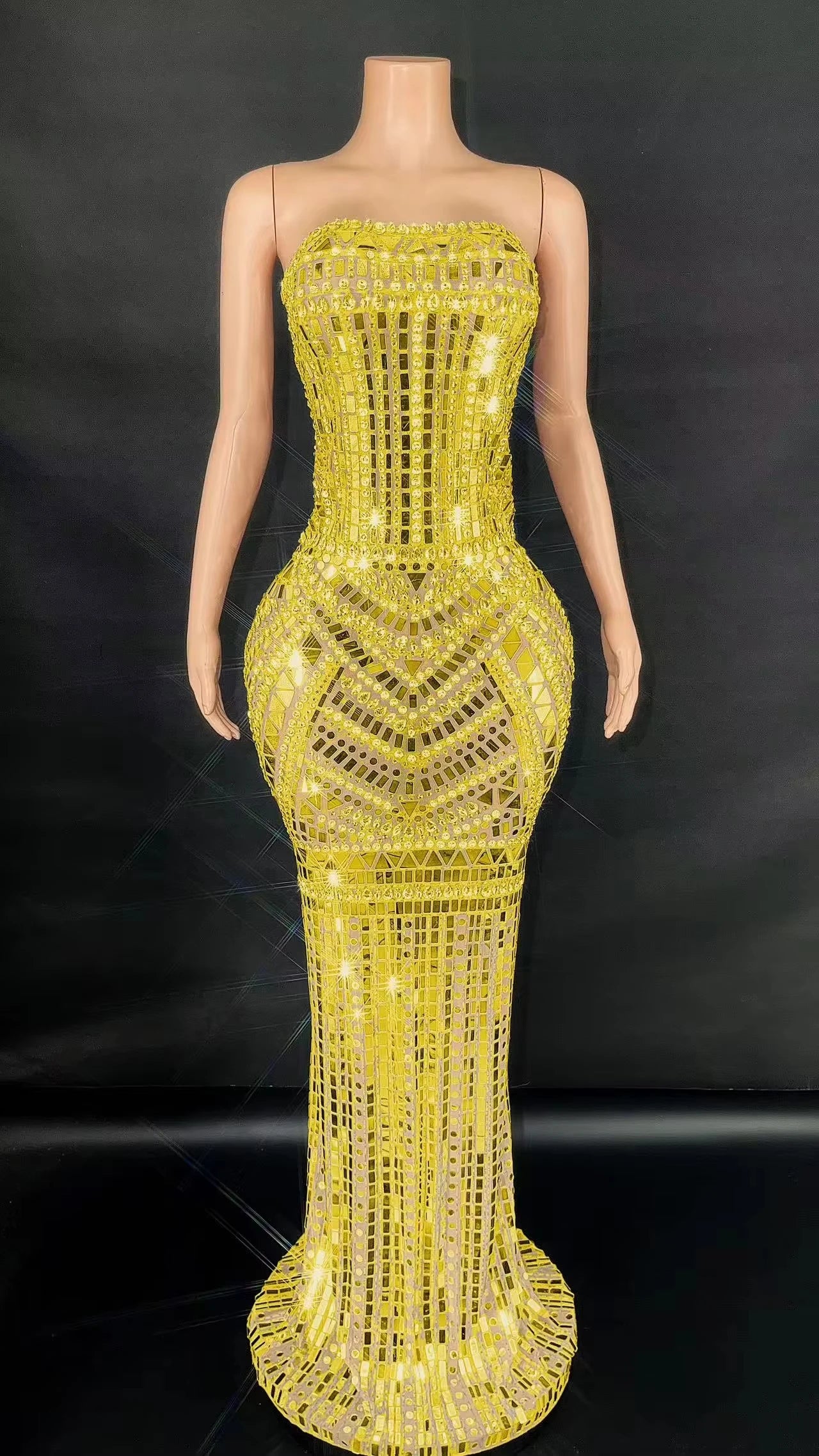 ZD Sexy Sparkly Multicolor  sequin Rhinestones Sleeveless Long Dress Women Birthday Celebrate Prom Dance Dress Plus Size