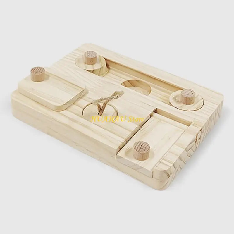 J6BB Small Pets Feeder Entertainment Puzzle Foraging Toy Treats Wooden Feeders Dispenser Funny Training Toy for Hamsters
